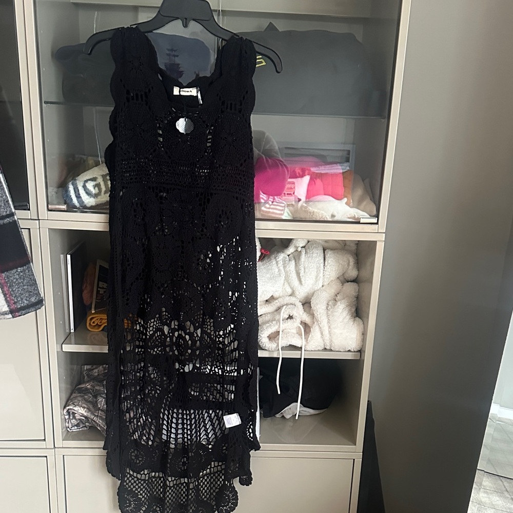 Elegant Black Crochet Beach Coverup